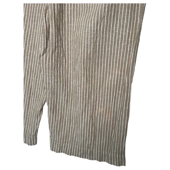 Beach Lunch Lounge Pants Womens XL Linen Margot Pull On Striped Cropped Brown - Picture 4 of 12